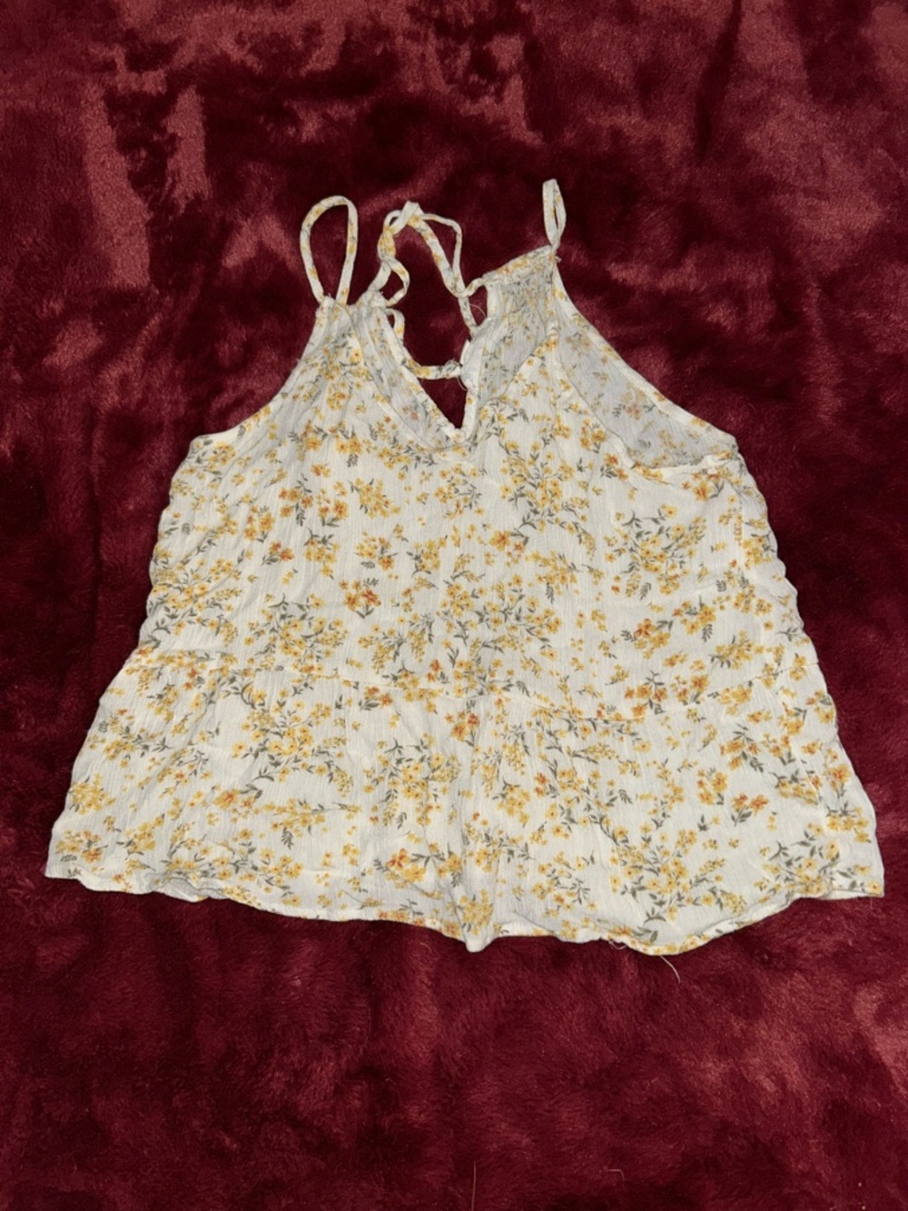 Hippie Rose White Cream Floral Tie-Back Spaghetti Strap Camisole